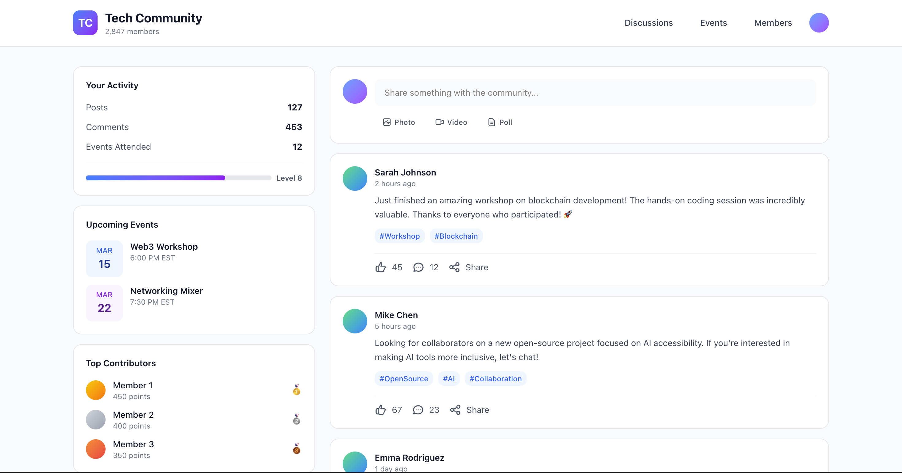Community Platform Interface